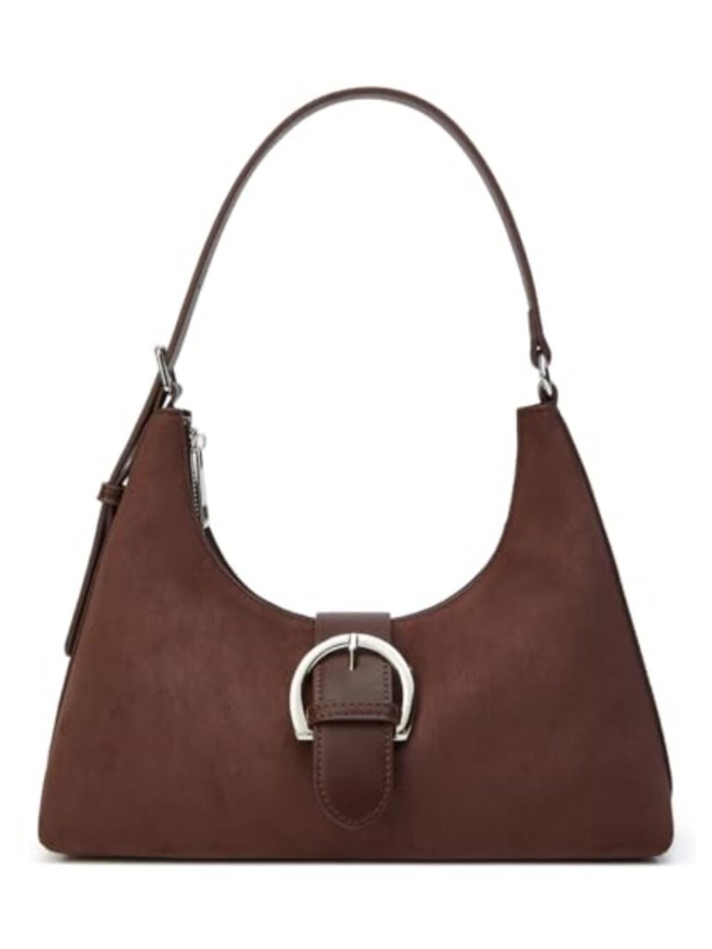 Faux Suede Hobo Bag Adjustable Strap Mini Crescent Crossbody Women